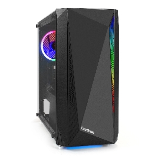 Компьютерный корпус Minitower ExeGate Mistery R2-NPX600 (mATX, БП 600NPX с вент. 12 см, 2*USB+1*USB 3.0, аудио, черный, 1 вент. 12см с RGb подсветкой и полоса на передней панели, боковая панель - закаленное стекло)
