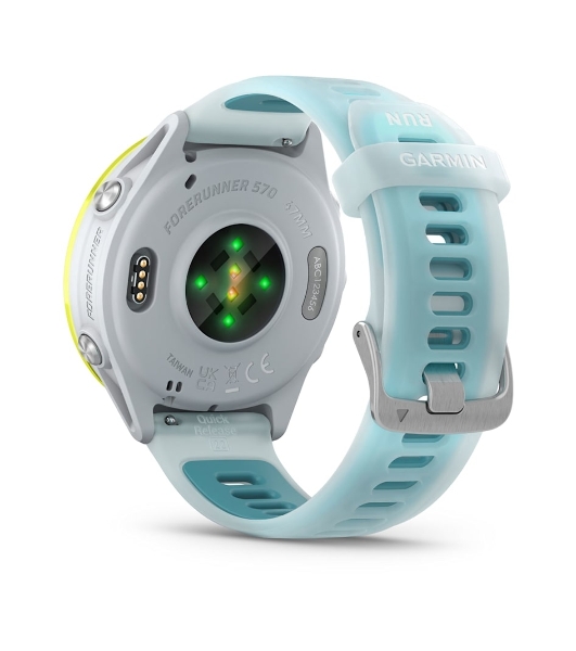Умные часы Garmin Forerunner 970, 1.4' AMOLED, Wi-Fi, Bluetooth, NFC, 50м, белый / желтый / бирюзовый