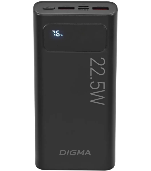 Портативный аккумулятор Digma DGPF20A 20000mAh QC3.0/PD3.0 22.5W 3A 2xUSB-A/USB-C черный