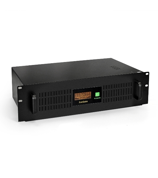 Источник бесперебойного питания ExeGate EP270874RUS Power RM Smart UNL-1500 LCD 1500VA, черный, 3U, 3 евророзетки, USB