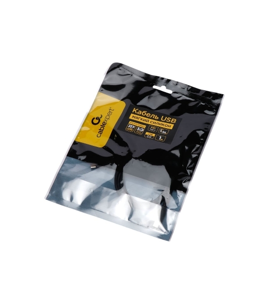 Кабель USB2.0 Cablexpert CC-USB2S-CMCM-1M-BK Type-C/Type-C, 3А, 65Вт, PD/QC3.0, силиконовый, 24 AWG, медь, 1м, черный, пакет