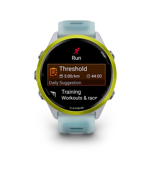 Умные часы Garmin Forerunner 970, 1.4' AMOLED, Wi-Fi, Bluetooth, NFC, 50м, белый / желтый / бирюзовый