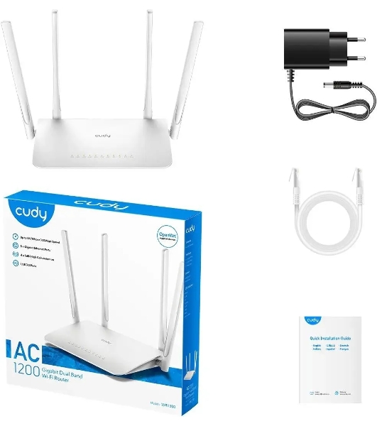 Роутер беспроводной Cudy WR1300 AC1200 10/100/1000BASE-TX/Wi-Fi белый