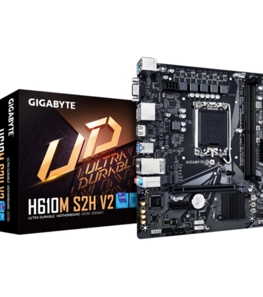 Материнская плата Gigabyte H610M S2H V2, LGA 1700, Intel H610, 2xDDR5, 4xSATA, 1xM.2, 1xPCIe 4.0 x16, 1xPCIe x1, 1xHDMI, 2xDP, 1xD-Sub, 1x 1Gb LAN, 2xUSB-A 3.2 Gen 1, 4xUSB-A 2.0, 3x 3.5 мм, 7.1, mATX