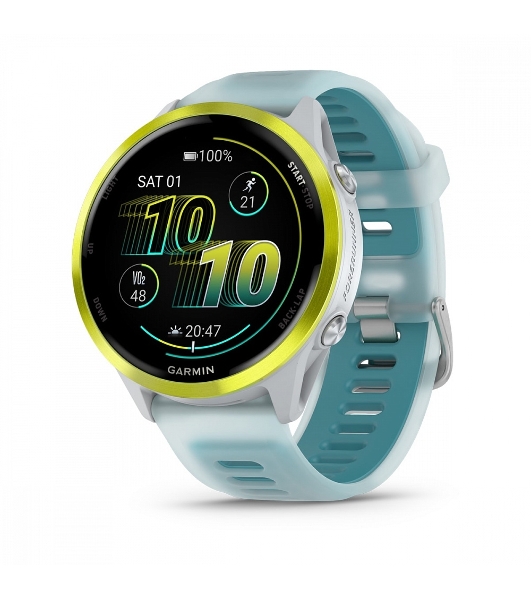 Умные часы Garmin Forerunner 970, 1.4' AMOLED, Wi-Fi, Bluetooth, NFC, 50м, белый / желтый / бирюзовый