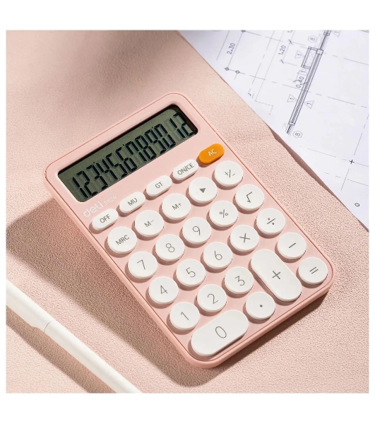 Калькулятор настольный Deli EM124PINK розовый 12-разр.