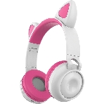 Беспроводные/проводные наушники Qumo Party Cat BT 0025 бело-розовый, накладные, Bluetooth + проводной, кошачьи ушки, до 7 ч, фото 1