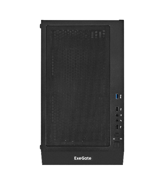 Компьютерный корпус Miditower ExeGate EVO-5001A-450NPX (ATX, БП 450NPX с вент. 12 см, 2хUSB+1хUSB 3.0+HD Audio, черный, 3 вент.12см с RGb подсветкой, боковая панель - закаленное стекло)