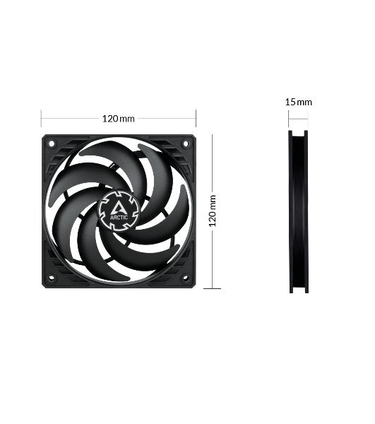 Вентилятор для корпуса Arctic P12 SLIM PWM PST черный, 120 мм, 2100 об/мин, 22.5 дБ, 4 pin