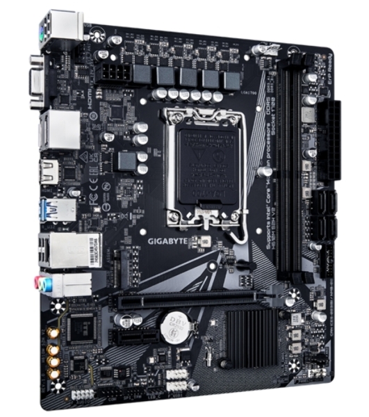 Материнская плата Gigabyte H610M S2H V2, LGA 1700, Intel H610, 2xDDR5, 4xSATA, 1xM.2, 1xPCIe 4.0 x16, 1xPCIe x1, 1xHDMI, 2xDP, 1xD-Sub, 1x 1Gb LAN, 2xUSB-A 3.2 Gen 1, 4xUSB-A 2.0, 3x 3.5 мм, 7.1, mATX
