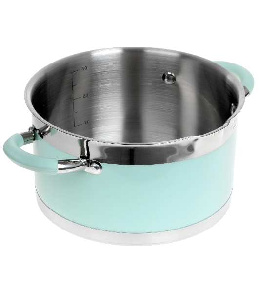 Кастрюля Lara LR02-542 MINT 20x11см, 3,3 л, носик, индукционное дно, крышка с бортом, полипропилен, силикон, нержавеющая сталь