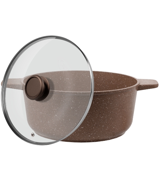 Кастрюля Maunfeld CARMEL MF26CRM01CR, 26 см, 5 л из литого алюминия со стеклянной крышкой