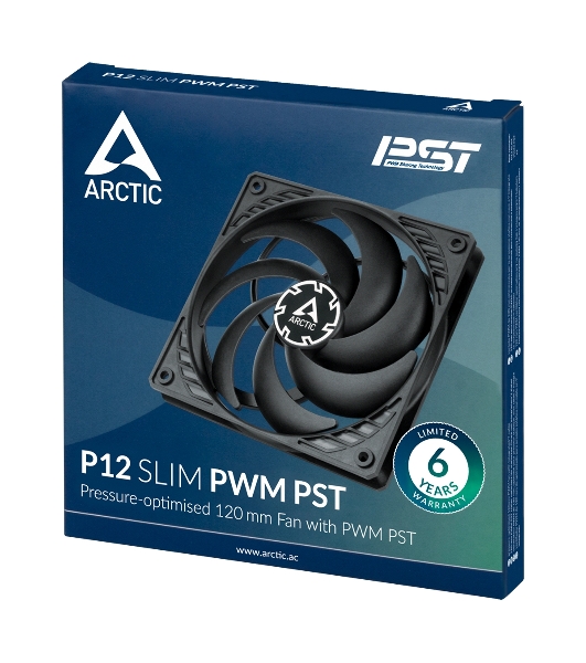 Вентилятор для корпуса Arctic P12 SLIM PWM PST черный, 120 мм, 2100 об/мин, 22.5 дБ, 4 pin