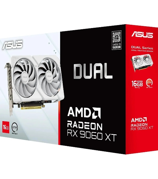 Видеокарта Asus DUAL-RX9060XT-16G-WHITE белый