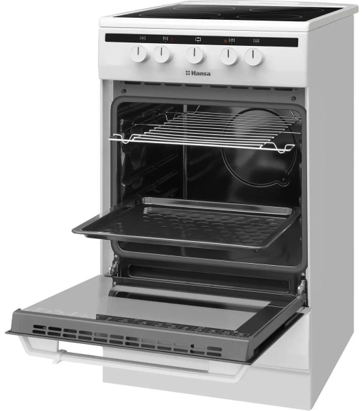 Плита электрическая Hansa FCCW54002 белый, конфорок 4 шт, духовка 68 л, 50 см x 85 см x 60 см