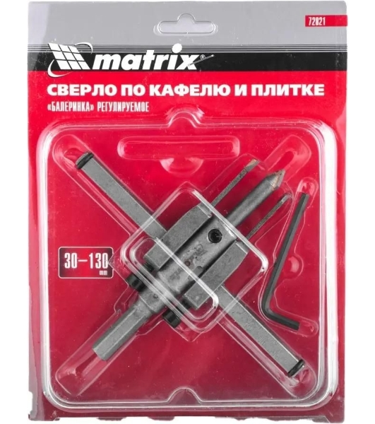 Сверло Matrix по кафелю и плитке, регулируемое Балеринка, 30-130 мм