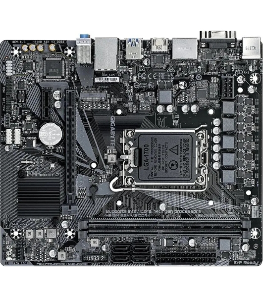 Материнская плата Gigabyte H610M S2H V3 DDR4, LGA 1700, Intel H610, 2xDDR4, 4xSATA, 1xM.2, 1xPCIe 4.0 x16, 1xPCIe x1, 1xHDMI, 1xDP, 1xVGA, 1x 1Gb LAN, 2xUSB-A 3.2 Gen 1, 4xUSB-A 2.0, 3x 3.5 мм, 7.1, mATX