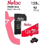 Флеш карта Netac P500 ECO 128Gb MicroSDXC U1/C10 up to 80Mb/s, retail pack with SD Adapter, фото2