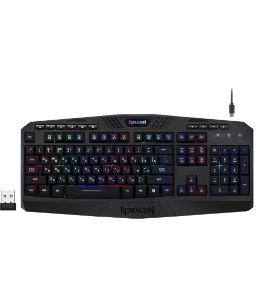 Клавиатура Redragon Harpe Wireless гибридная, USB Type-A, радиоканал, чёрный