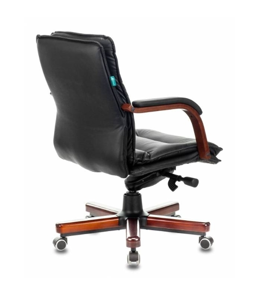 Кресло руководителя Бюрократ T-9927WALNUT-LOW/BL черный, кожа, низкая спинка, крестовина дерево