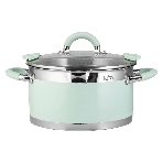 Кастрюля Lara LR02-543 MINT 22x12 см, 4,4 л, носик, индукционное дно, крышка с бортом, полипропилен, силикон, нержавеющая сталь, фото 1