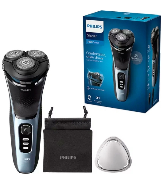 Электробритва Philips S3243/12 черный/голубой
