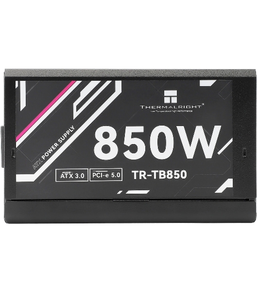 Блок питания Thermalright, 850W 80+ Bronze (ATX, 3.0, PCIe 5.0, Full modular, 1x24(20+4)pin, 2xCPU 8(4+4)pin, 4xPCIe*2 8(6+2)pin, 3xSATA3, 1x12+4pin (12VHPWR PCIe 5.0 12+4pin 600mm), 3xMOLEX4pin, Active, 120x120мм, 150x140x86mm, APFC, black)