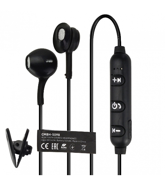 Беспроводные/проводные наушники Crown CMBH-5098 черный, полноразмерные, Bluetooth + проводной, складная конструкция, до 12 ч