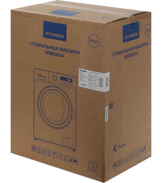 Стиральная машина Hyundai WME6004 белая, загрузка фронтальная 6 кг, 1000 об/мин, класс: A+++