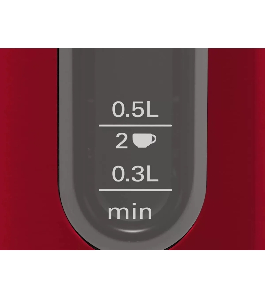 Электрочайник Bosch TWK4P434 красный, 1.7 л, 2400 Вт, скрытый нагревательный элемент
