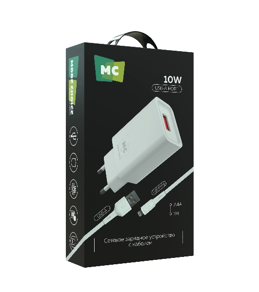 Сетевое зарядное устройство MORE CHOICE (4620202555694) NC07i СЗУ 1USB 2.0A, белый