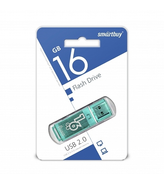 Флешка USB Smartbuy Glossy series Green (SB16GBGS-G), 16Gb, USB 2.0, R/W 25/15, зеленый