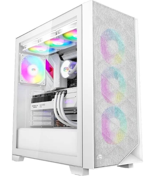 Компьютерный корпус PCCooler C3D510 WH ARGb, Tempered Glass Full Tower, White, TG, 0.7 SPCC, 3x120мм ARGb E-ATX, ATX, mATX, mITX 170/390/410мм 2x2.5', 2x3.5', 7xPCI 2xUSB-A 3.0 454.8x220x490.6мм