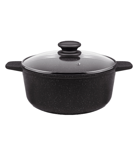 Кастрюля Maunfeld GALAXITE MF24GLX01CR 24 см, 4 л из литого алюминия со стеклянной крышкой