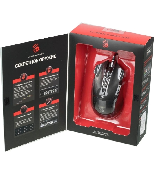 Мышь проводная A4Tech Bloody J90s черный, 8000 dpi, USB, кнопки - 12