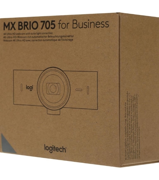 Веб-камера Logitech MX Brio 705 3840x2160, 30 кадр/с, USB Type-C, микрофон (2 шт, шумоподавление), автофокус, HDR, крепление на мониторе, графитовый