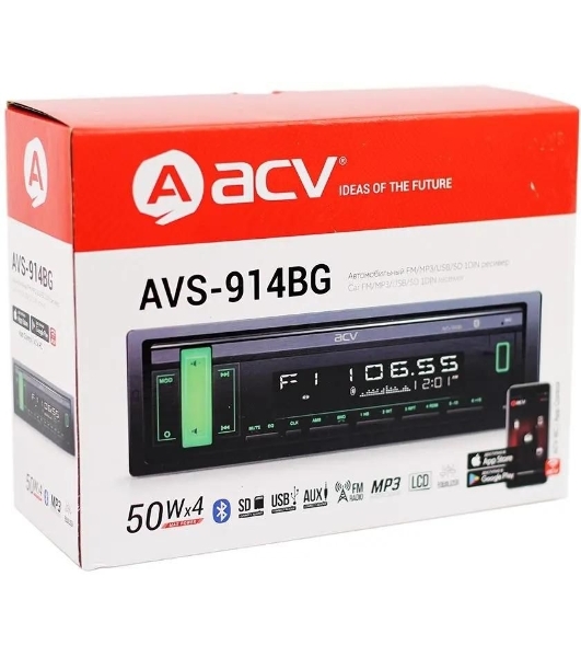 Автомагнитола ACV AVS-914BG, 1 DIN, Bluetooth, USB Type-A, AUX