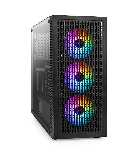 Компьютерный корпус Miditower ExeGate EVO-5001A-EVO800 (ATX, БП EVO800RGb с вент. 12 см, 2хUSB+1хUSB 3.0+HD Audio, черный, 3 вент.12см с RGb подсветкой, боковая панель - закаленное стекло)