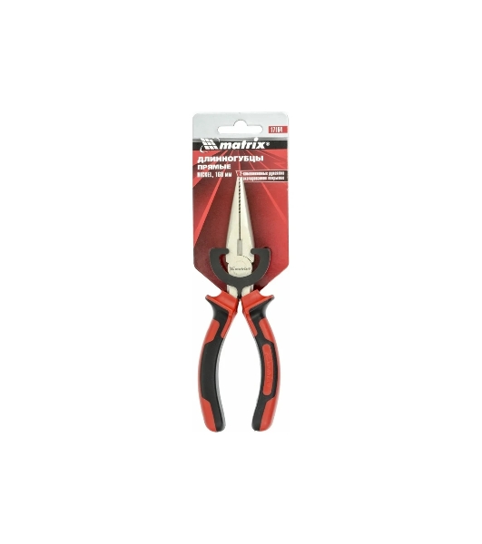 Длинногубцы Matrix NICKEL 17164 160 мм, прямые никелированные, двухкомпонентные рукоятки