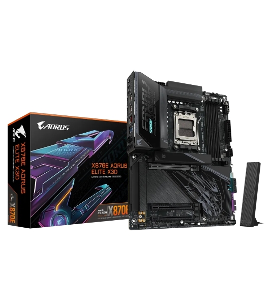 Материнская плата Gigabyte X870E AORUS ELITE X3D, AM5, AMD X870E, 4xDDR5, 4xSATA, 4xM.2, 1xPCIe 5.0 x16, 1xPCIe 4.0 x16, 1xPCIe 3.0 x16, 1xHDMI, 1x5Gb LAN, Wi-Fi 7, Bluetooth 5.4, 2xUSB-C 40Gbps (USB4), 1xUSB-C 10Gbps, 5xUSB-A 10Gbps, 3xUSB-A 5Gbps, 3x3.5 мм + S/PDIF оптический, 7.1, ATX