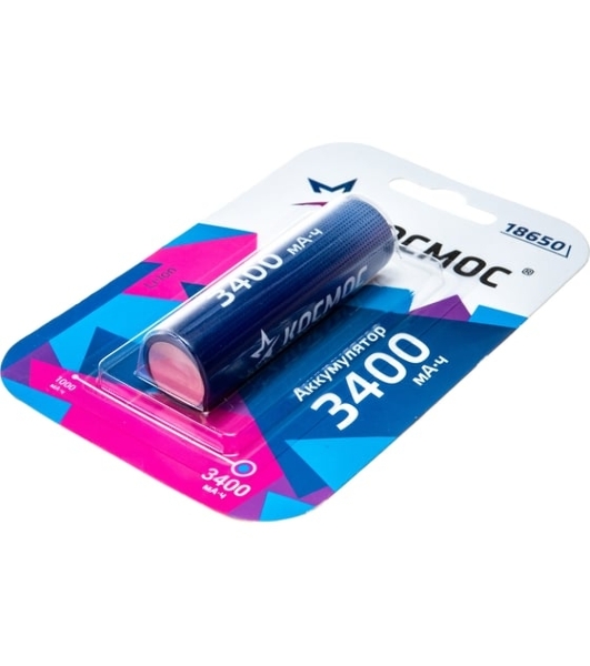 Аккумулятор Космос 18650 Li-ion 3400 мАч без защиты (блист.1шт)