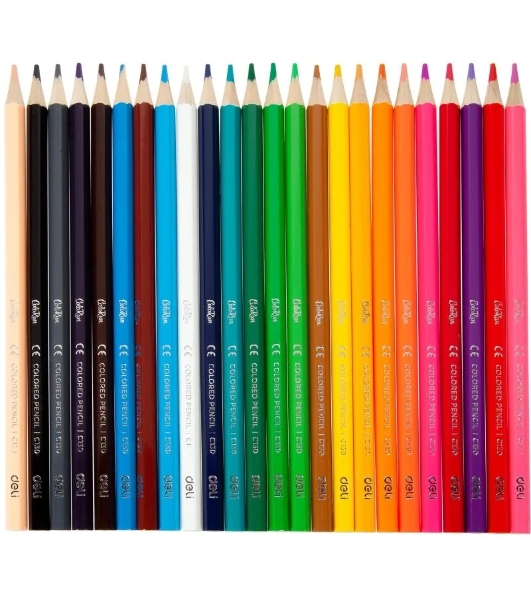 Карандаши цветные Deli EC130-24 ColoRun, шестигранный профиль, дерево 24 цвета, коробка с европодвесом (24шт)