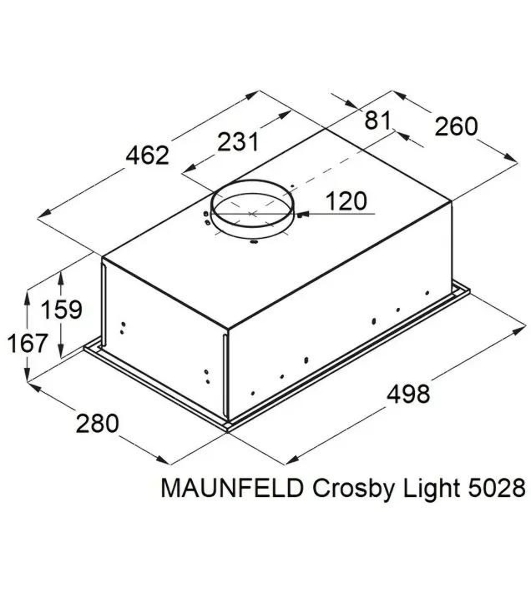Вытяжка полновстраиваемая Maunfeld Crosby Light 5028, черный, 50 см, 850 куб. м/ч, 55 дБ