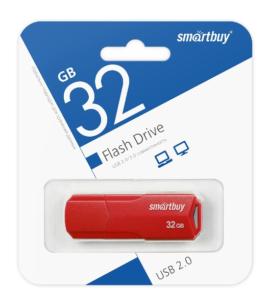 Флешка USB Smartbuy CLUE Red (SB32 GbCLU-R), 32Gb, USB 2.0, R/W 25/15, красный