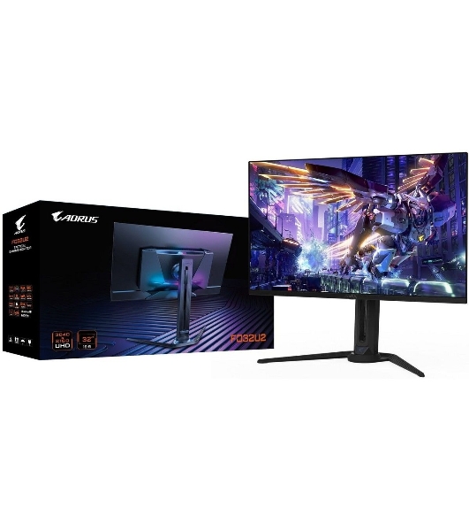Монитор 31.5' Gigabyte AORUS FO32U2-EK QD-OLED 3840x2160, 240 Гц, 0.03 мс, 16:9, 1000 кд/м², DisplayHDR True Black 400, DP 2.1, HDMI 2.1, USB-C, USB Hub (3x USB 3.2), 3.5 Jack, FreeSync Premium Pro, KVM, динамики (2x5 Вт), черный