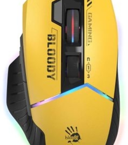 Мышь проводная A4Tech Bloody W95 Max Sports желтый/серый, 12000 dpi, USB, кнопки - 10