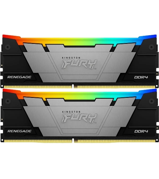 Оперативная память Kingston Fury Renegade, DDR4, 16Gb (2x8GB), 4600MHz, CL19, DIMM, с радиатором, RGB, черный/серебристый