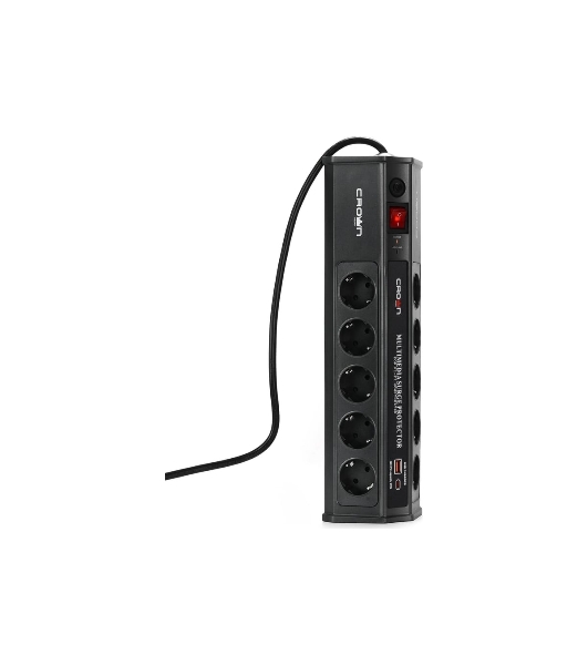 Сетевой фильтр CROWN CMPS-11 черный, 10 розеток, 3 м