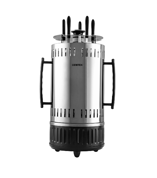 Электрошашлычница Centek CT-1461 -1000Вт, нагреватель из стали, Кнопка Вкл/выкл, вращ 12раз/мин
