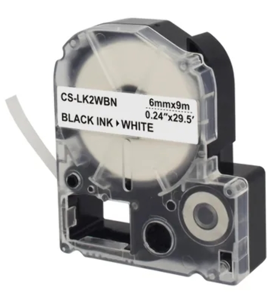 Картридж ленточный Cactus CS-LK2WBN черный, 6мм, 9м для Epson LW300/LW400/LW700/LW600P/LW1000P/K400/Z700/Z900